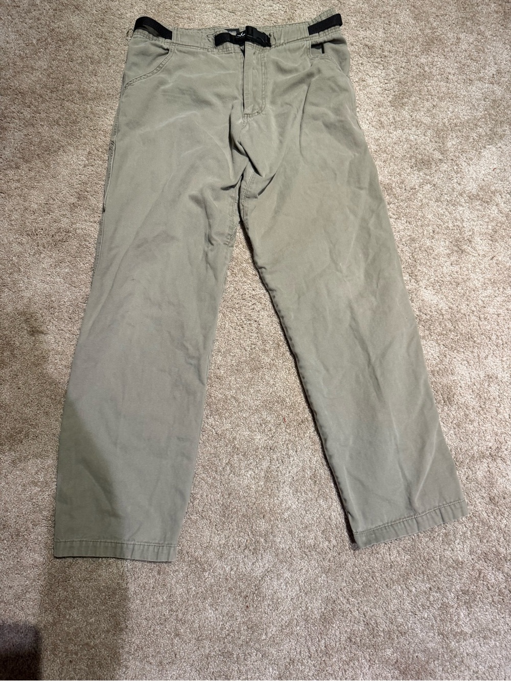 VTG prAna Belted Climbing Pants Made in USA Sage Green Men's Medium Gorpcore